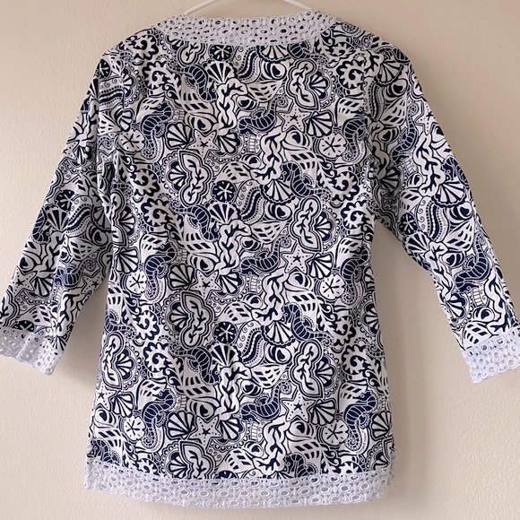 VINEYARD VINES ~ Nautical Crochet Print Blouse - Picture 6 of 10